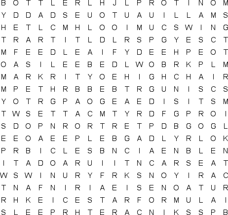 Baby word search puzzle