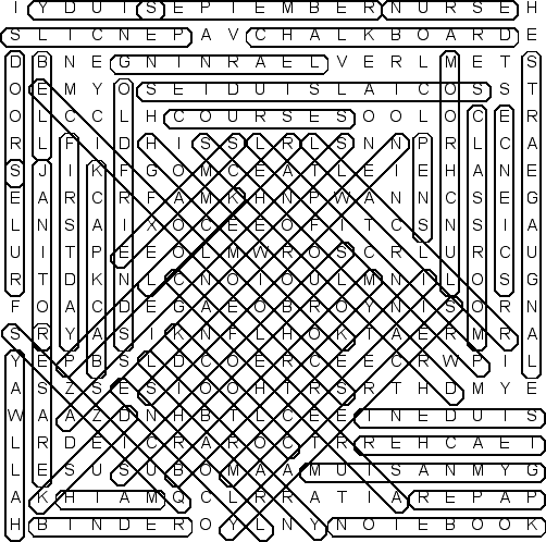 Back To School solution Word Search Puzzle