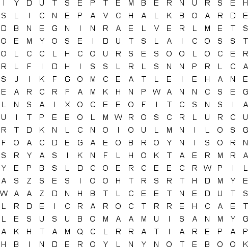 Crossword on Back To School   Free Word Search Puzzle