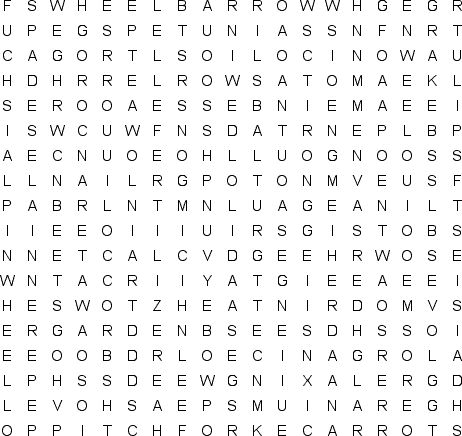 gardening word search puzzle