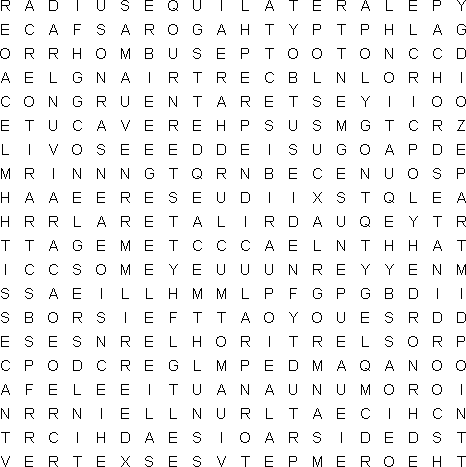 Crossword Puzzles on Geometry   Free Word Search Puzzle