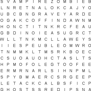 Halloween word search puzzle