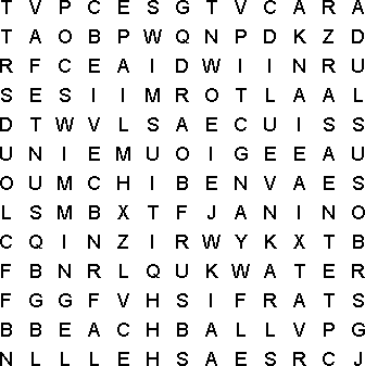 Crossword Puzzles on The Beach   Free Word Search Puzzle