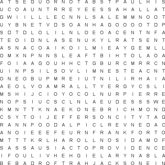 USA State Capitals - Free Word Search Puzzle
