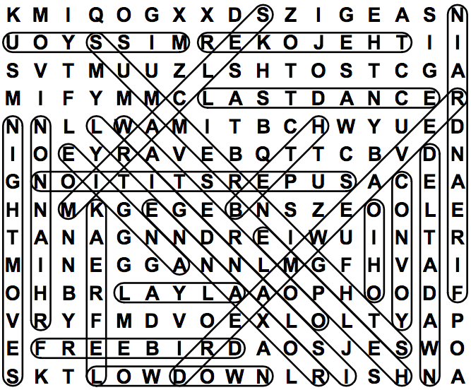 word search puzzle solution