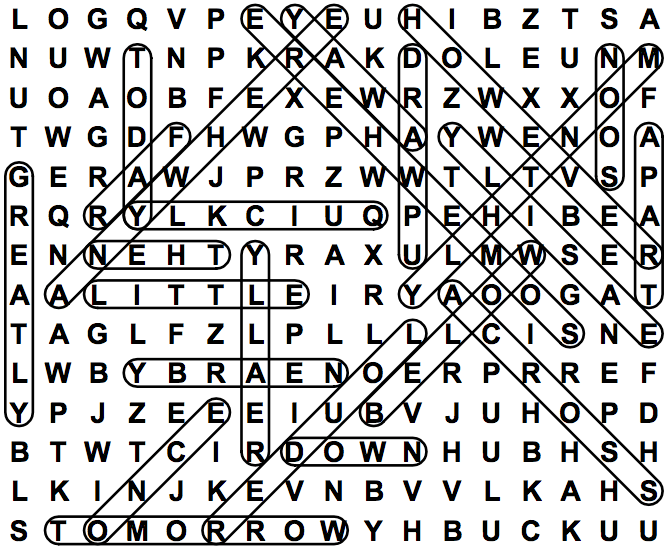 word search puzzle solution