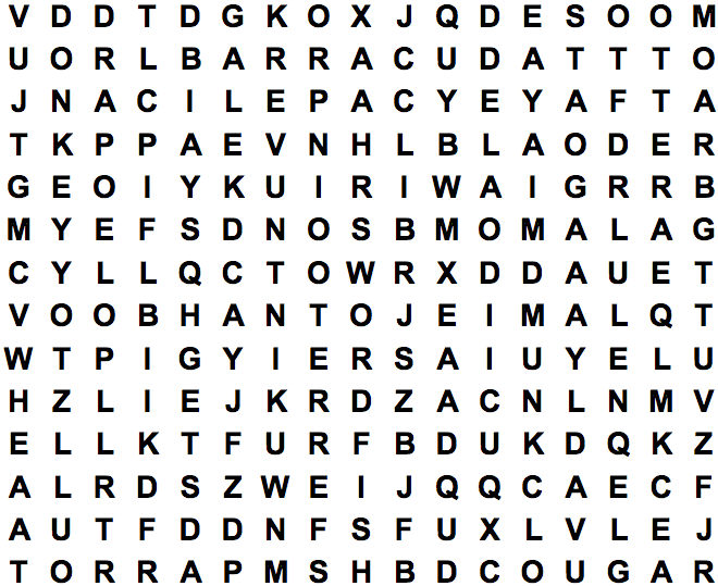 Animals 1 - Large Print Word Search Puzzle