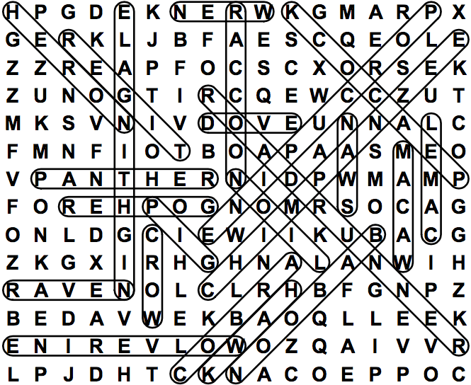 word search puzzle solution