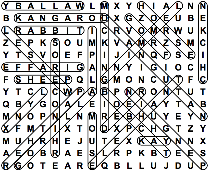 word search puzzle solution