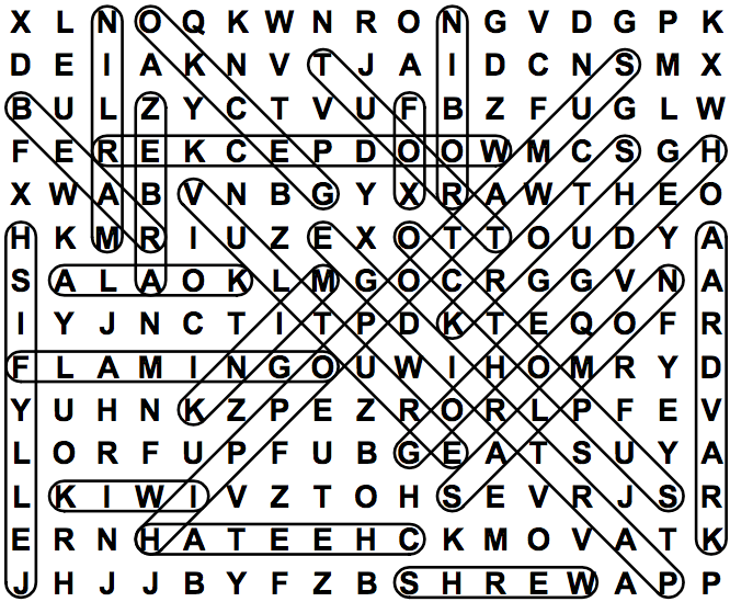 word search puzzle solution