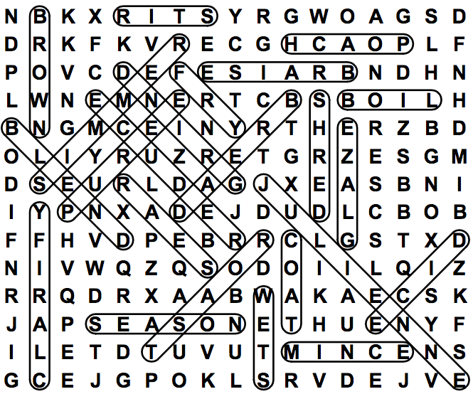 word search puzzle solution