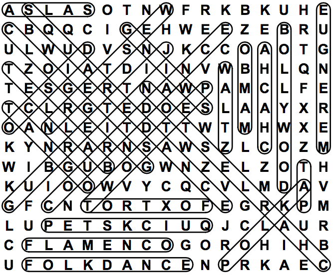 word search puzzle solution