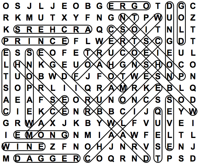 word search puzzle solution