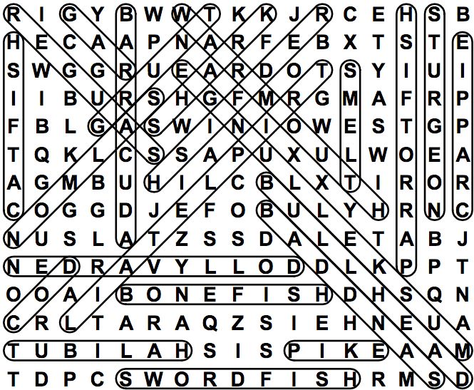 word search puzzle solution