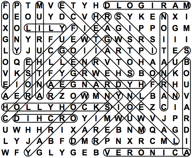 word search puzzle solution