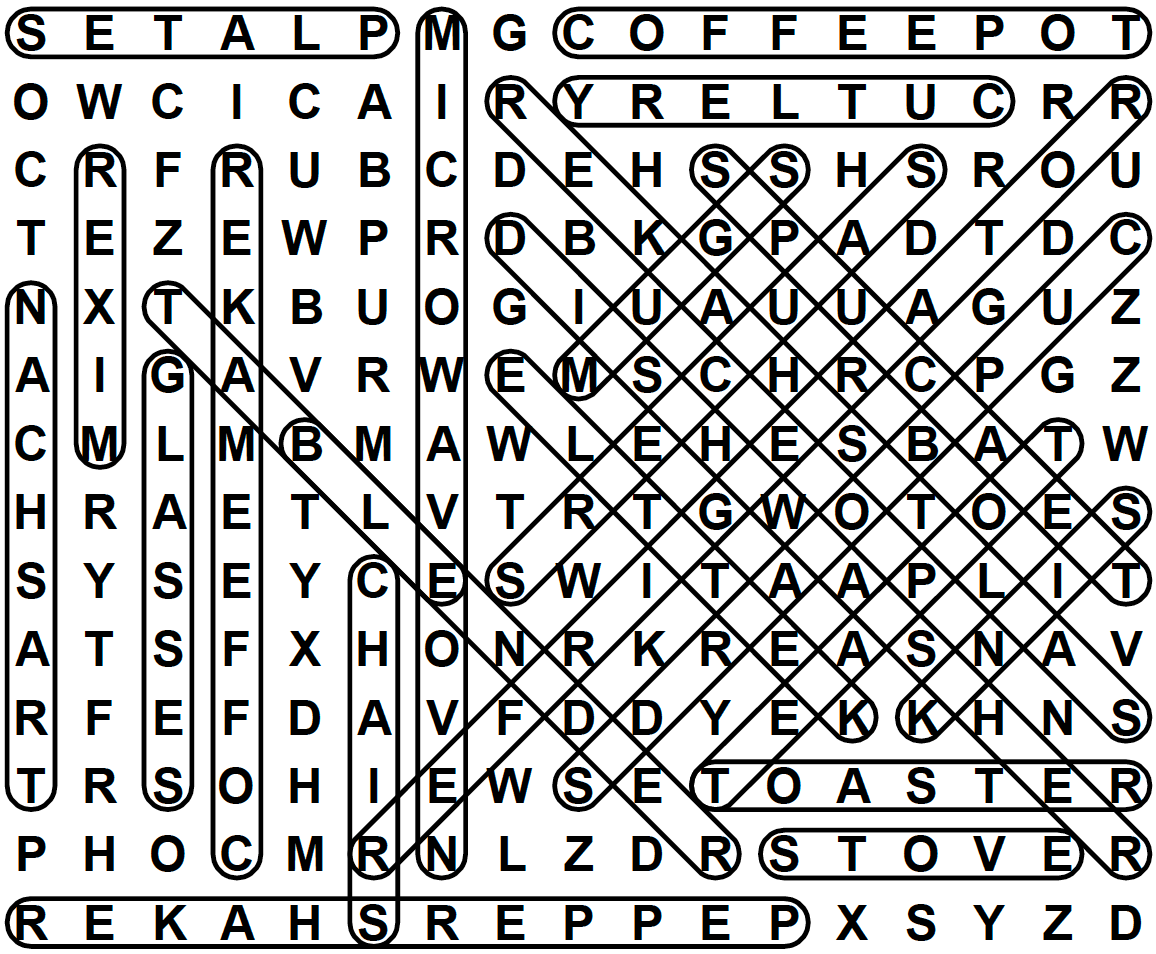 word search puzzle solution