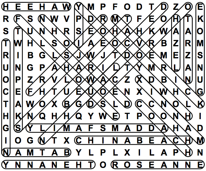 word search puzzle solution