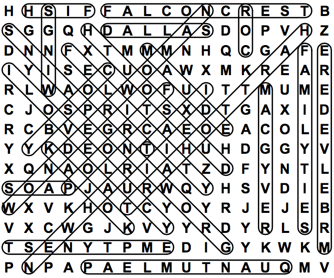 word search puzzle solution