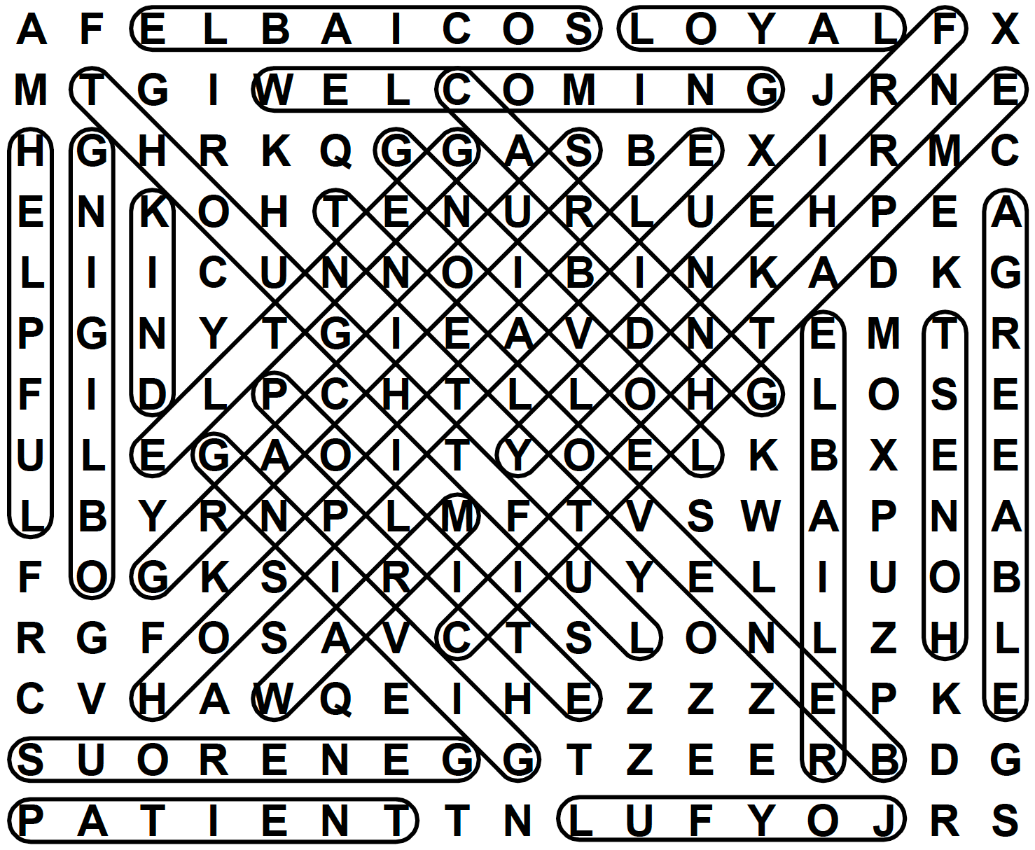 word search puzzle solution