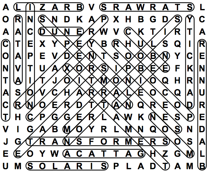 word search puzzle solution