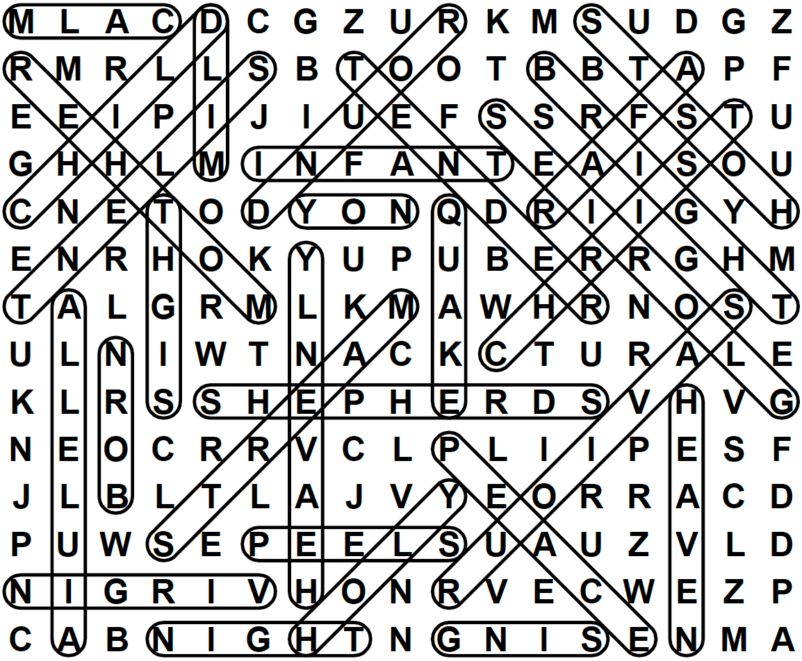 word search puzzle solution