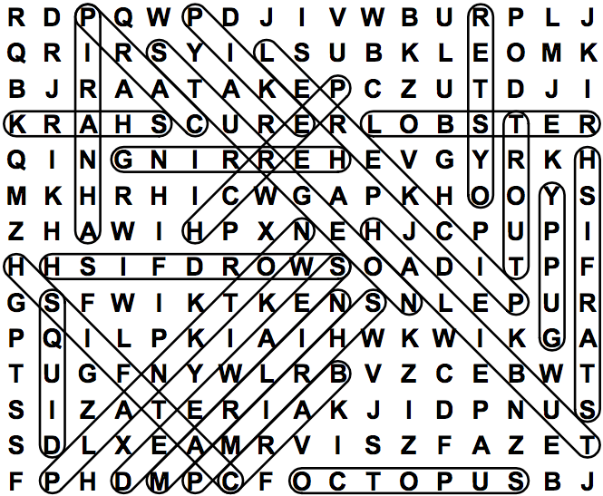 word search puzzle solution