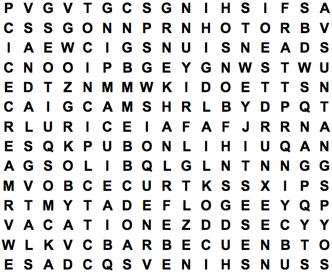 summer large print word search puzzle