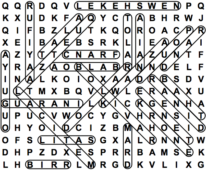 word search puzzle solution