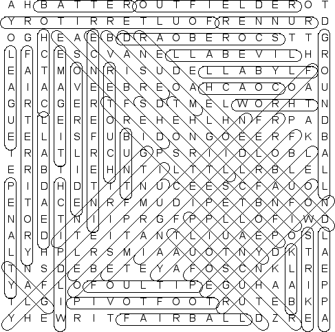 Baseball sales word search