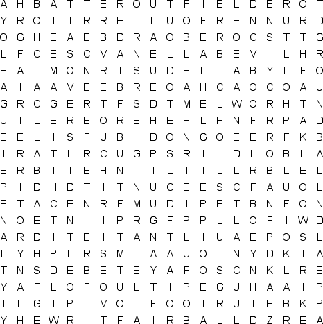 baseball free word search puzzle