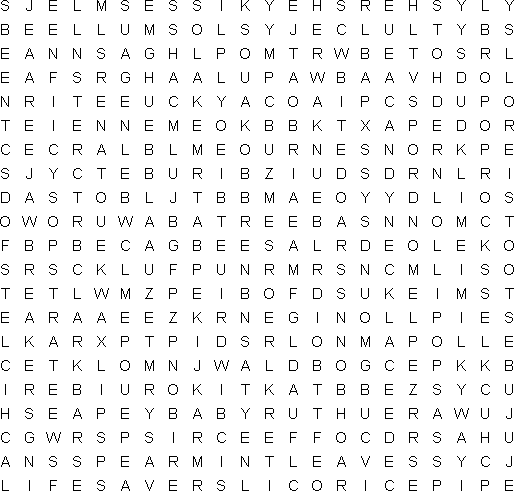 Candy Free Word Search Puzzle