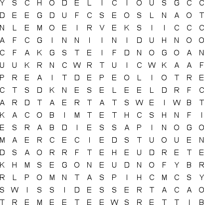 Chocolate Free Word Search Puzzle