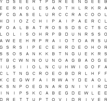 Golf Free Word Search Puzzle
