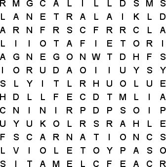 kids flowers word search puzzle