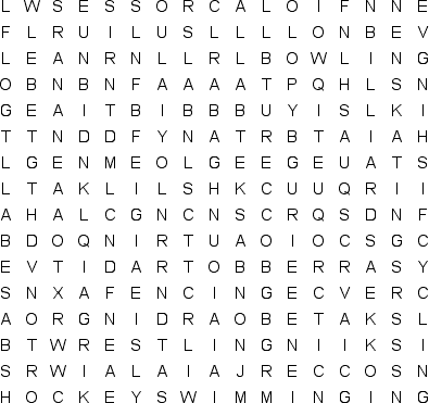 sports free word search puzzle